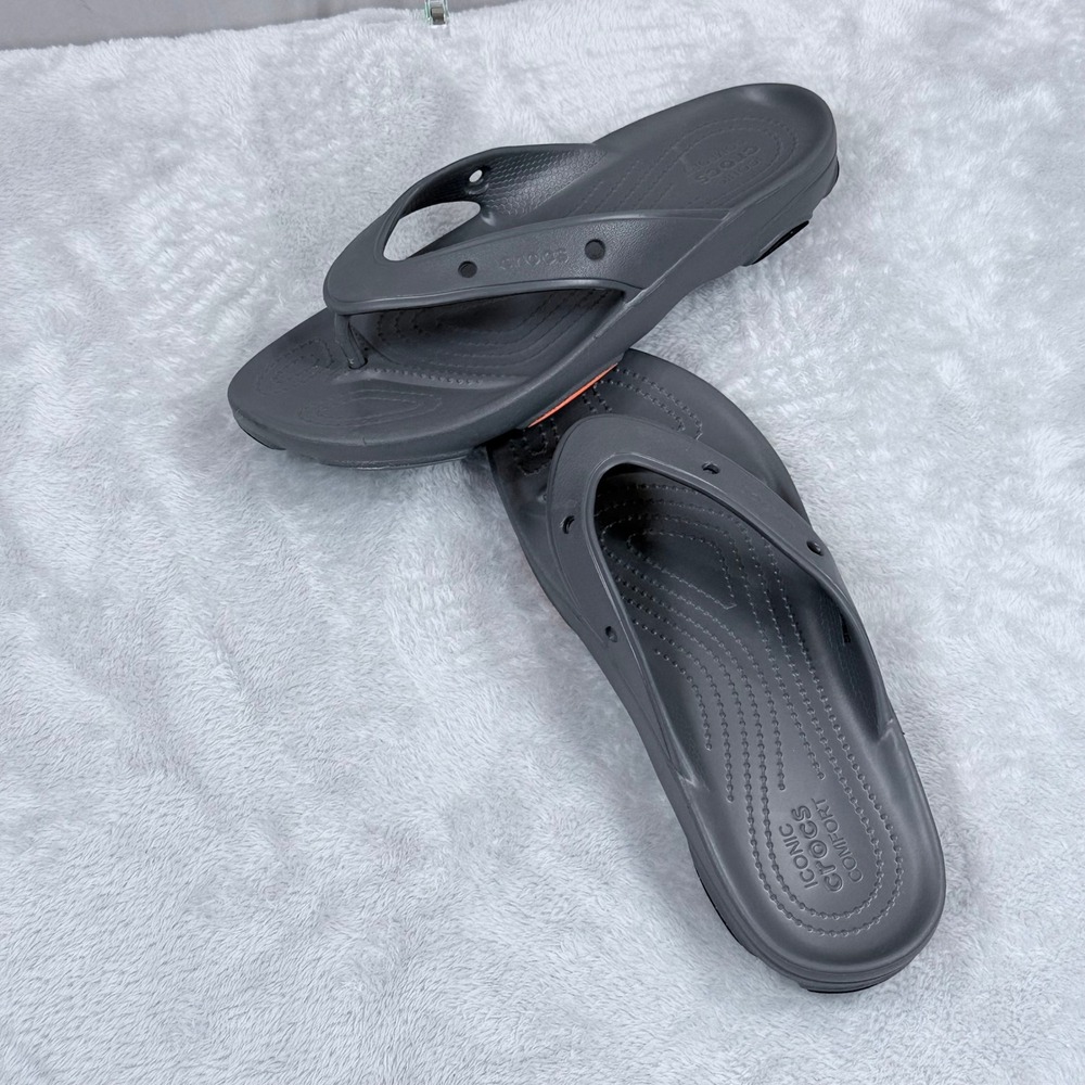 Crocs Classic All-Terrain Flip Flops Mens 8 Womens 10 Grey Unisex Thong Sandals